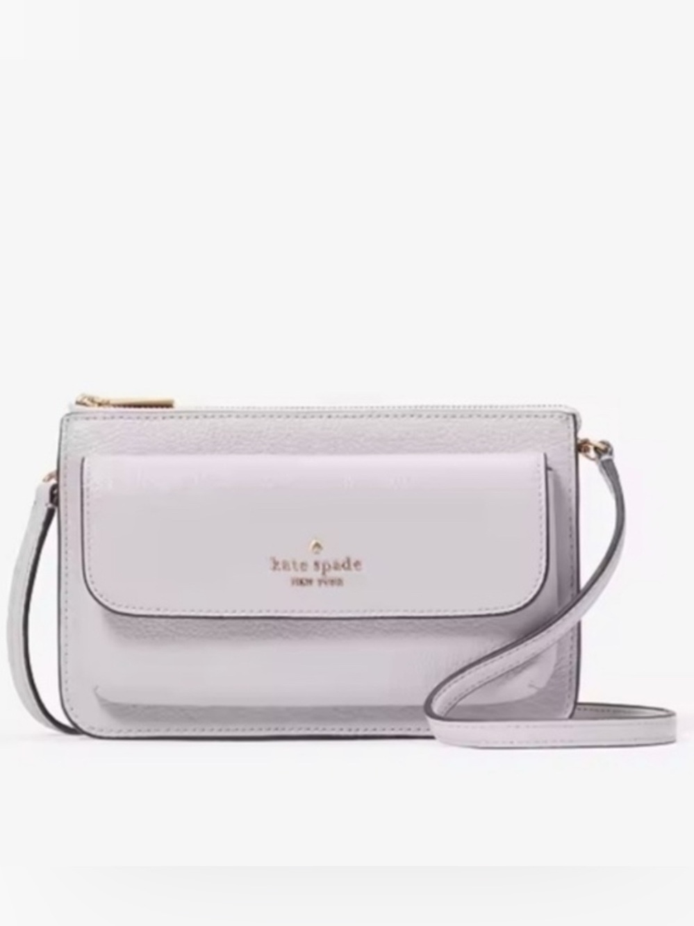 NWT Kate Spade New York Leila Small Flap Pebbled Leather Crossbody Lilac Moon